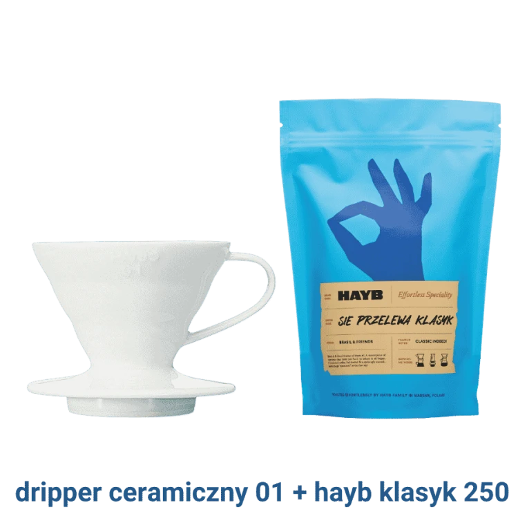 Hario dripper ceramiczny 01 biały + HAYB Klasyk 250 g | CoffeeLove