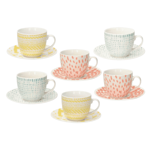TOGNANA Iris Agua 200 ml 6 szt. - filiżanki do kawy i herbaty porcelanowe ze spodkami | CoffeeLove