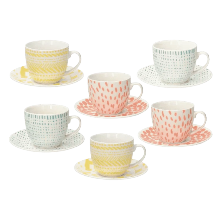 TOGNANA Iris Agua 200 ml 6 szt. - filiżanki do kawy i herbaty porcelanowe ze spodkami | CoffeeLove